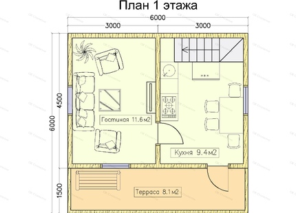 Дом каркасный 6х6 ДК-31