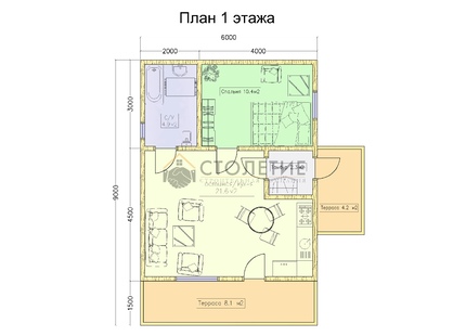 Дом каркасный 6 х 9 ДК-125