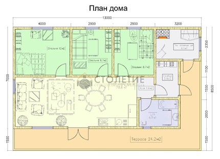Дом каркасный 8,5 х 13 ДК-133