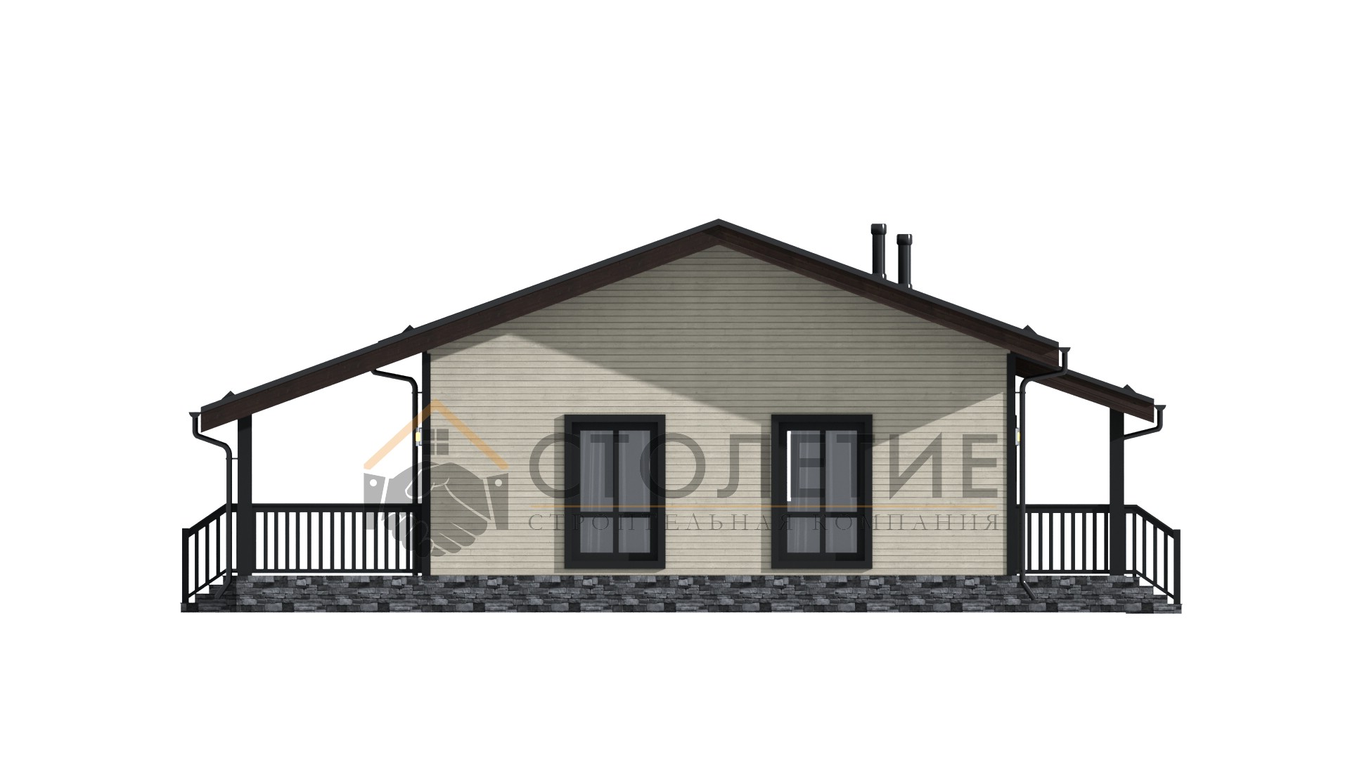 Проект одноэтажного каркасного дома ДК-150, 80м², 10x12 м